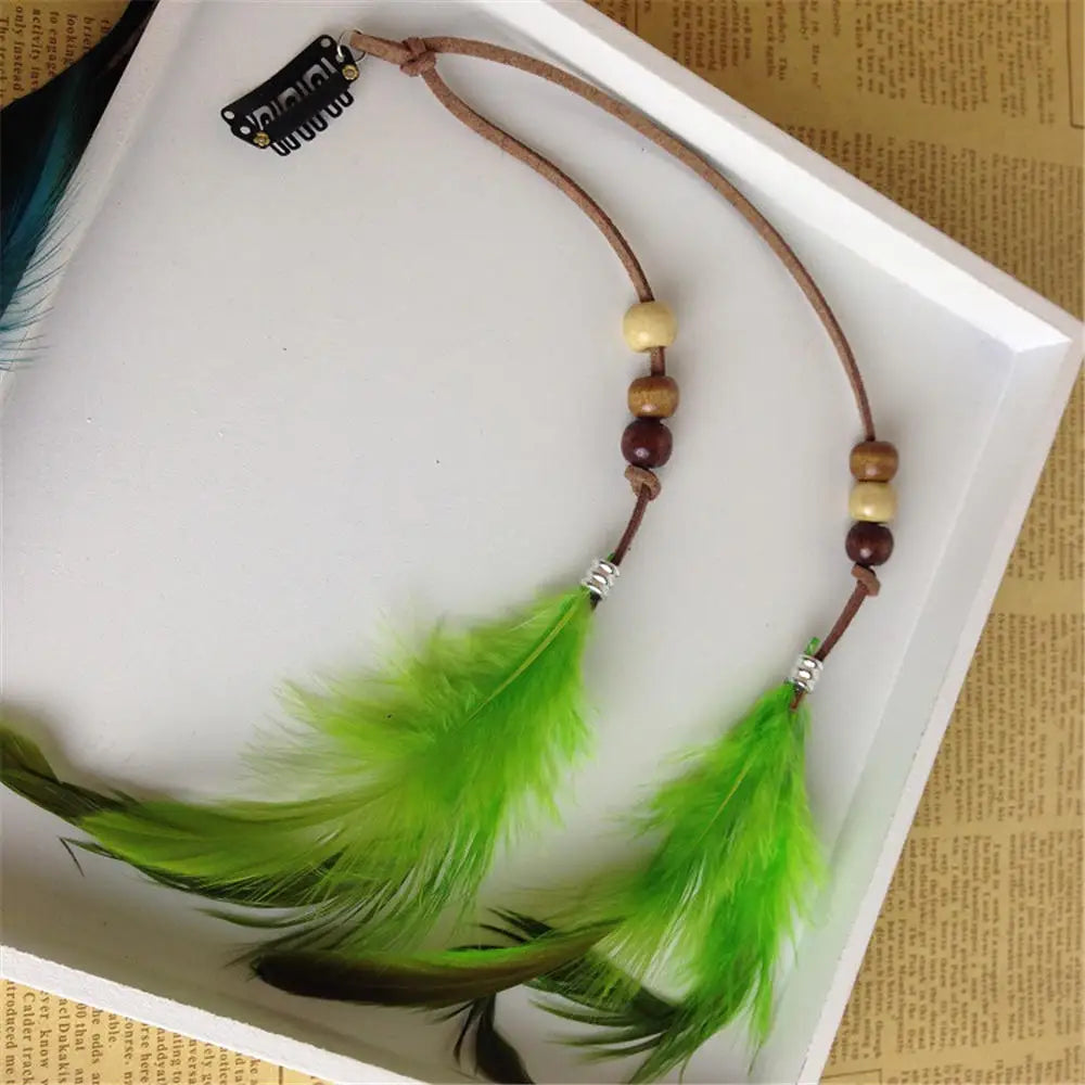 Bohemian Feather Hairband Women's Festive Masquerade Carnival Hippies  Indian Prom Gypsy Long Tassel Hair Accessories
