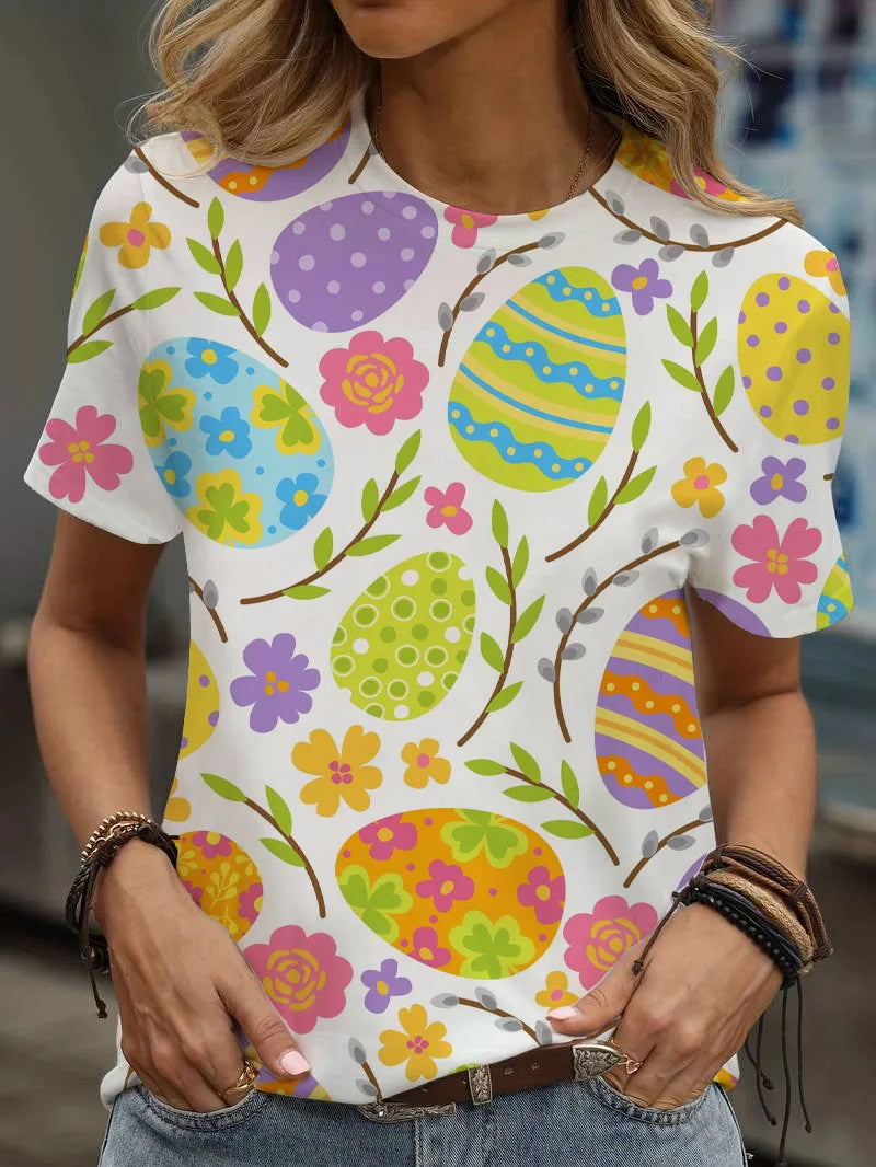Print Tees Casual Street Tops Woman Clothing Short Sleeve Women's T-Shirt Chic