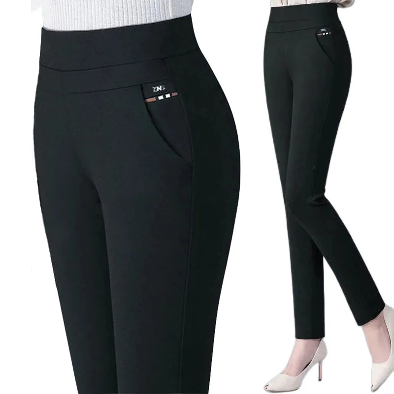 Thin & Thick Warm Winter Pencil Pants Women's Pin Stripe Skinny Trousers  Clothing Leggings