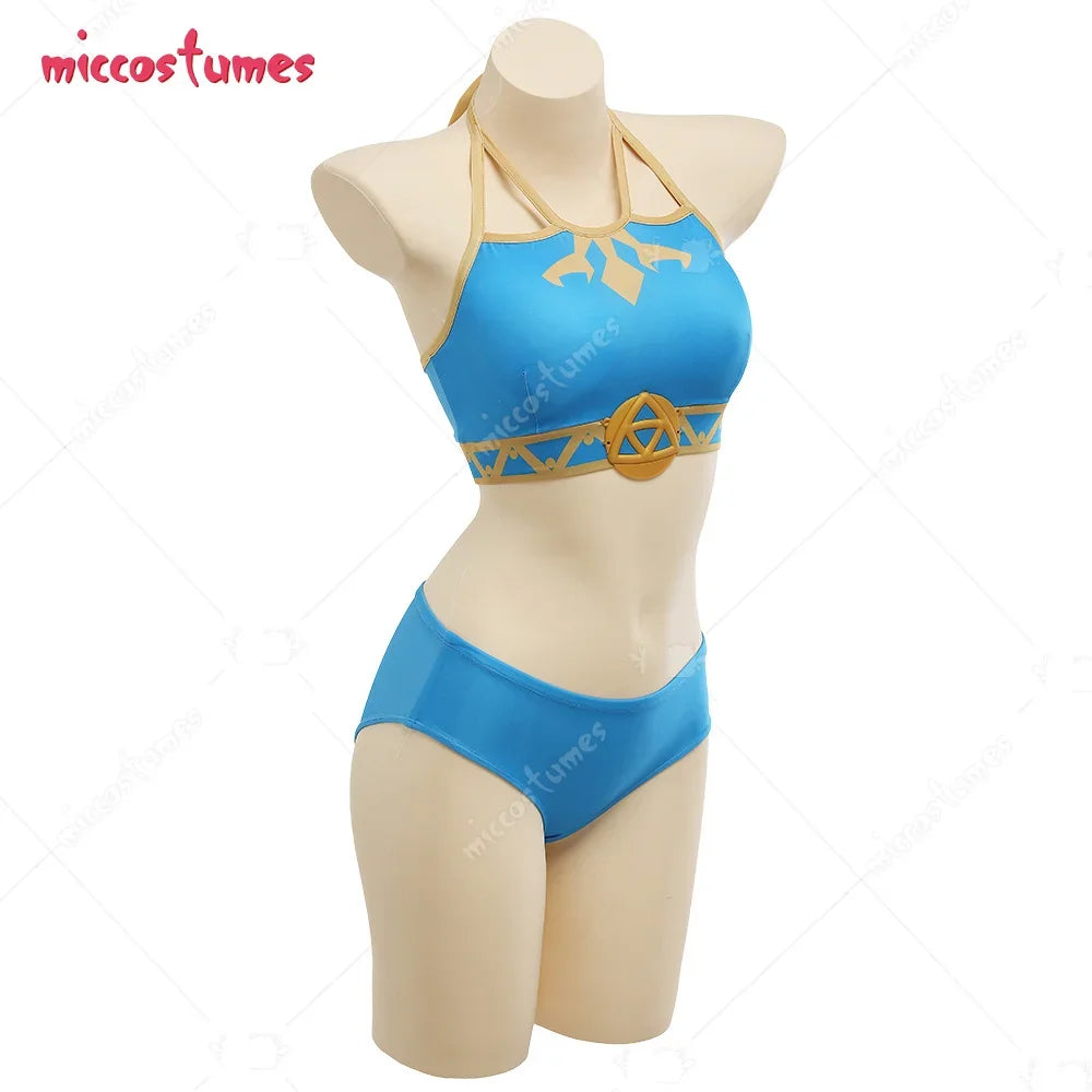 Halter Bikini Split Swimsuit Swimwear with Veil
