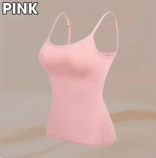 Sexy Women Tops Solid Padded Bra Spaghetti Camisole Top Women Vest Women Camisole with Built in Bra Cami Top Vest Tank Top