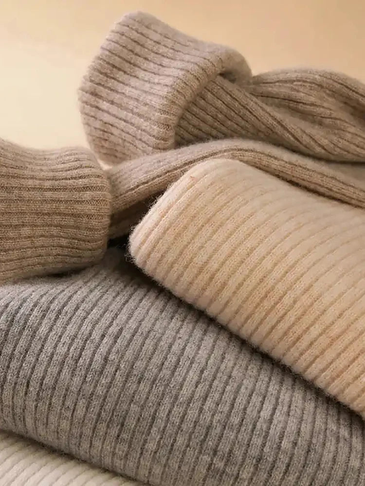 Women's Fall Turtleneck Sweater Knitted Soft Pullovers Cashmere Jumpers Basic Soft Sweaters For Women