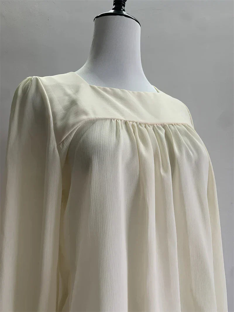 Chic Elegant Square Neck Women Blouse