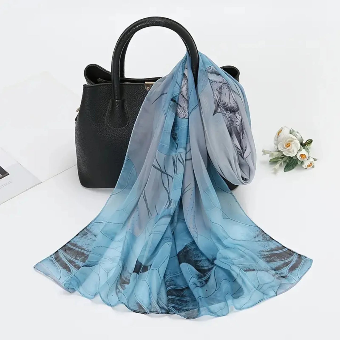 Elegant Floral Print Lightweight Scarf Shawl for Women - Stylish Fashion Scarves for Sun Protection & Trendy Look