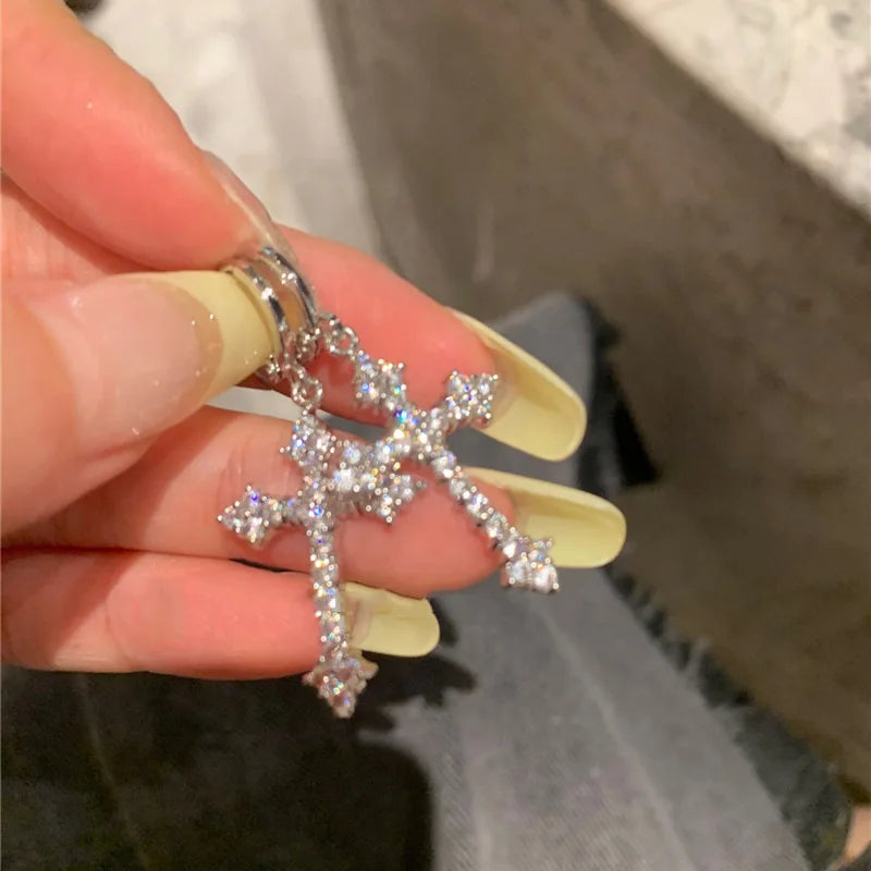 Simple Silver Color Star Earrings for Women Opal Stone Heart Hoop Earrings  Daily Wear Jewelry
