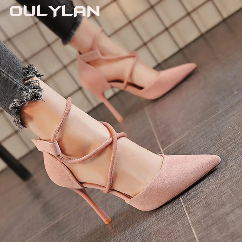 Four Seasons  Suede High Heels  Pointed Stiletto Fashion