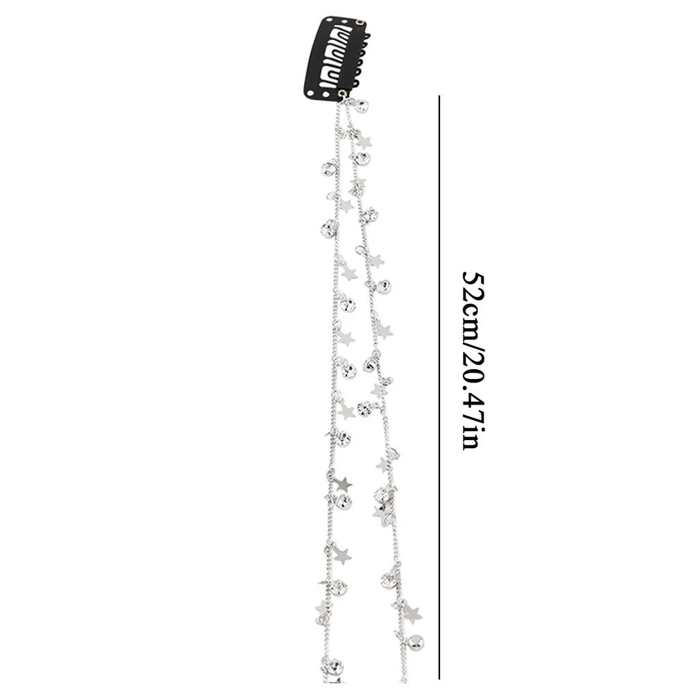 Fashion Rhinestone Chains Tassel Braided Hair Chain Shining Ponytail Hair Accessories For Women