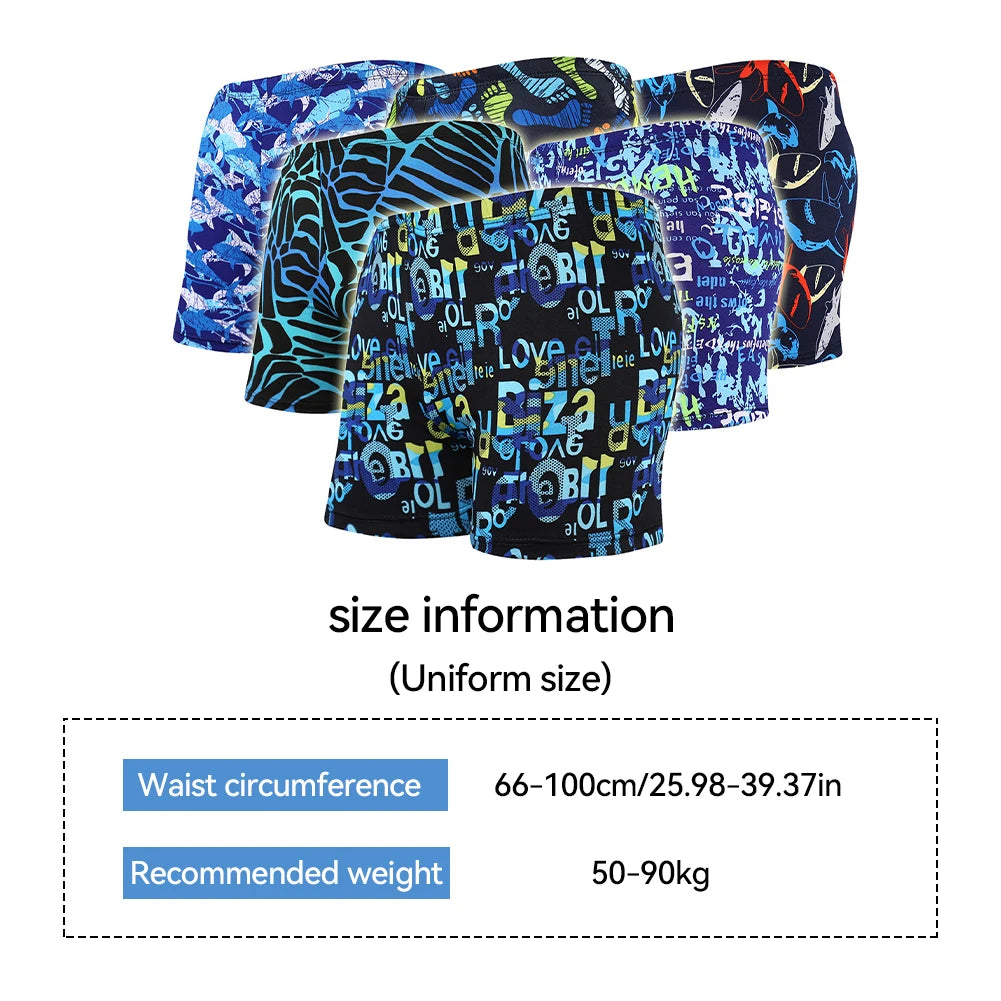 Adult Swimming Briefs Multicolor Printing Breathable Mens Swimming Trunks Avoid Embarrassed Beach Soak in A Hot Spring Drift