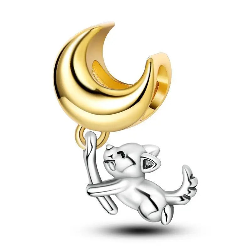 925 Sterling Silver Cute Pet Cat Dog Animal Beads Bracelet Charms