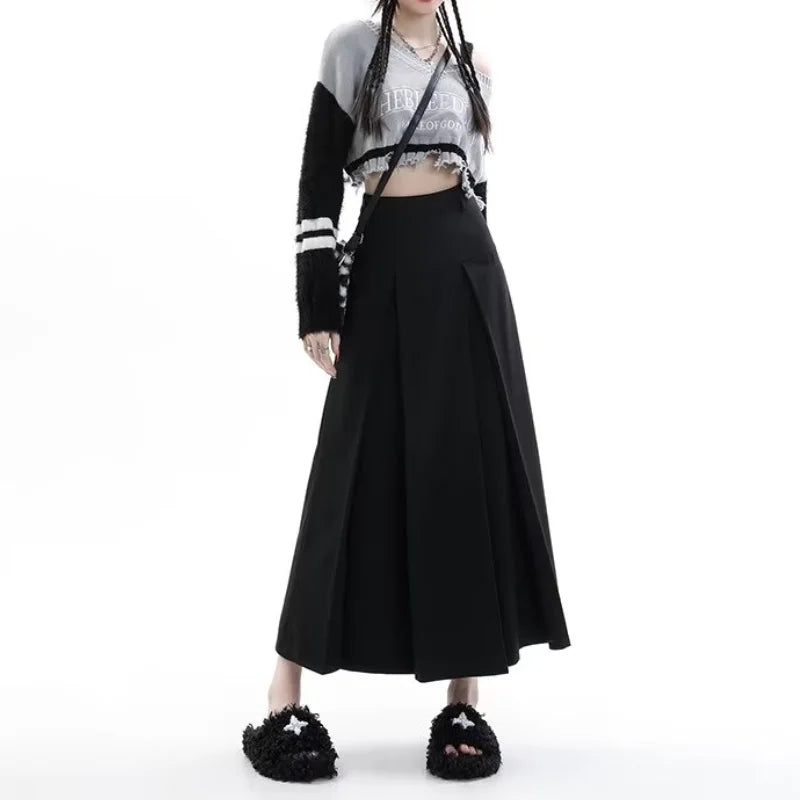 Vintage  High Waist Pleated Umbrella Skirt