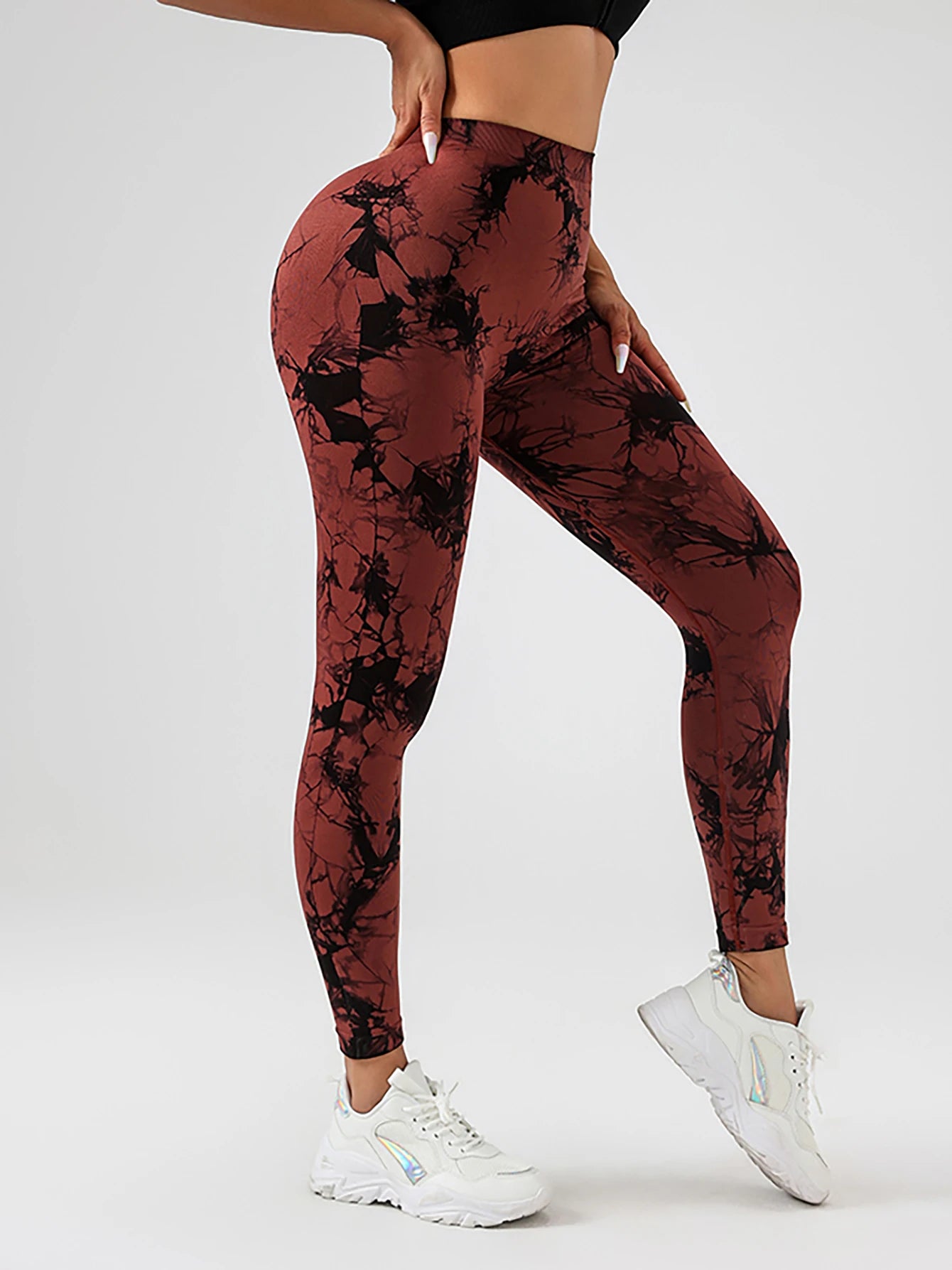Spandex Tie Dye Scrunch Butt Lifting V Back Leggings Buttery Soft High Waist Yoga Pants