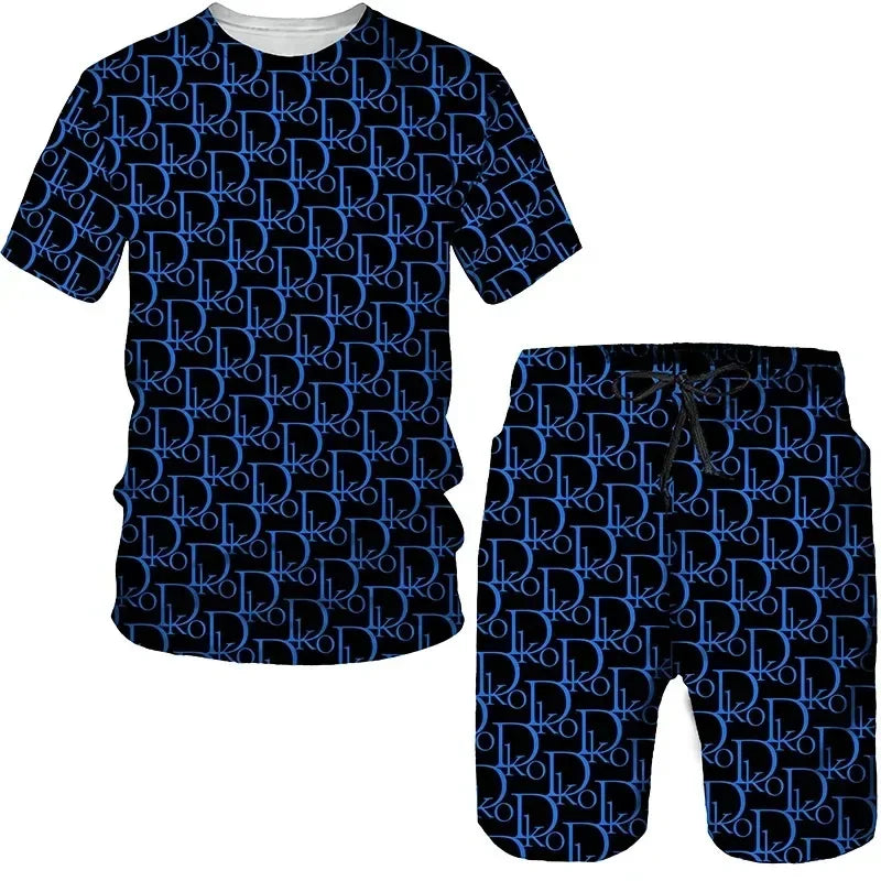 Summer Street Men's Daily Casual Fashion Loose Comfort Short Sleeve Outdoor Trend Sports Shorts Novelty Geometric Printing