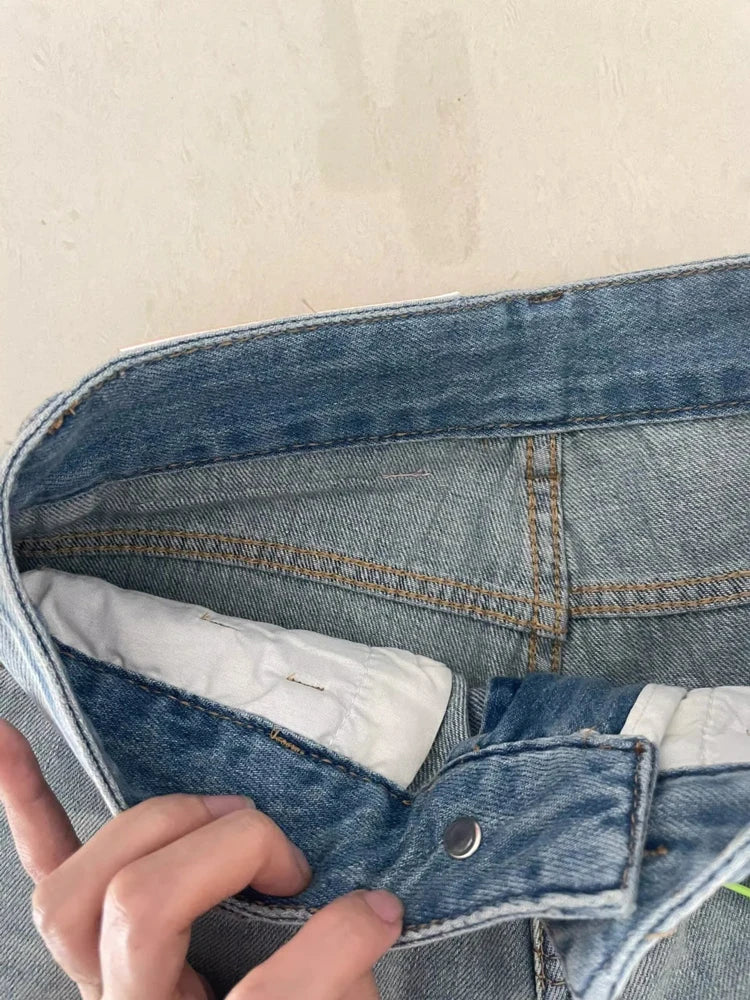 Women's Wide Leg Baggy Jeans Lady Vintage Mid Rise Waist Loose Denim Pants Streetwear Fashion Long Trousers