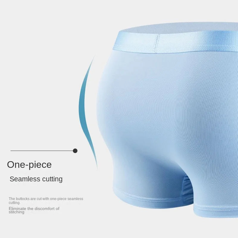 4pcs Boxer Shorts Men's Ice Silk Underwear Cool Underpants Breathable Sexy Thin U Convex Lingerie