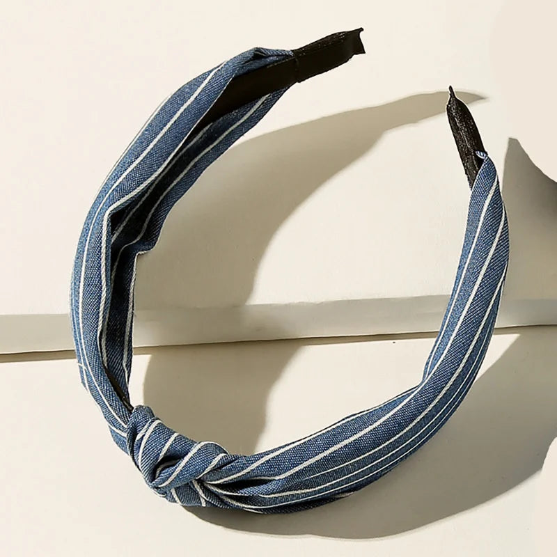 1/3pcs Knotted Print Denim Cloth Headband for Women Girls Face Wash Hair Hoop Simple Denim Headpiece