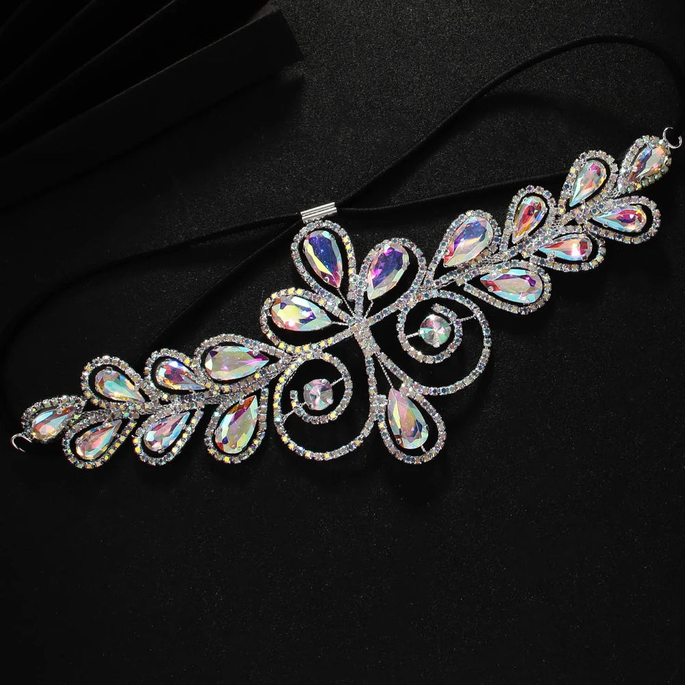 Belly Dance Crystal Headpiece Ballroom Hair Jewelry Colorful Rhinestone Forehead Headband