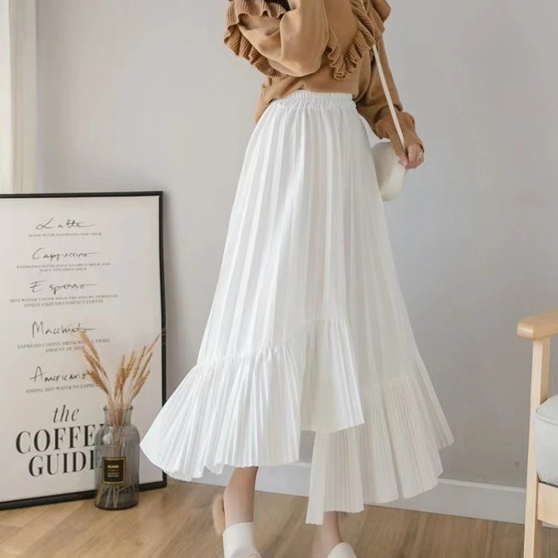 Long Skirt High Waist Pleated Patchwork Mermaid