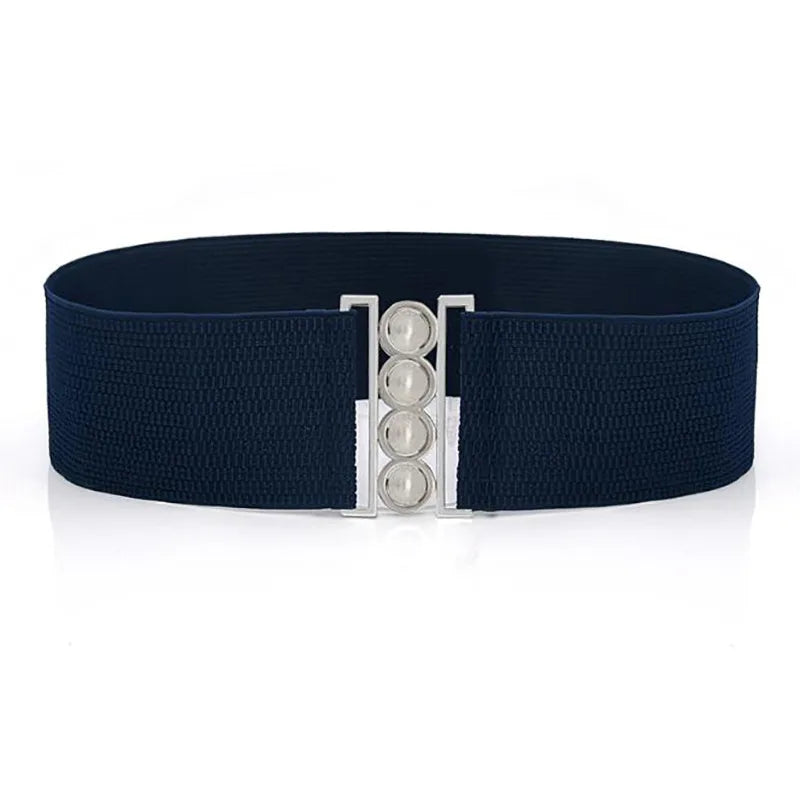 Women’s Elastic Cinch Belt Fashion Stretch Waist Band Clasp Buckle Stretchy Retro Wide Waist Cinch Belt Waistband