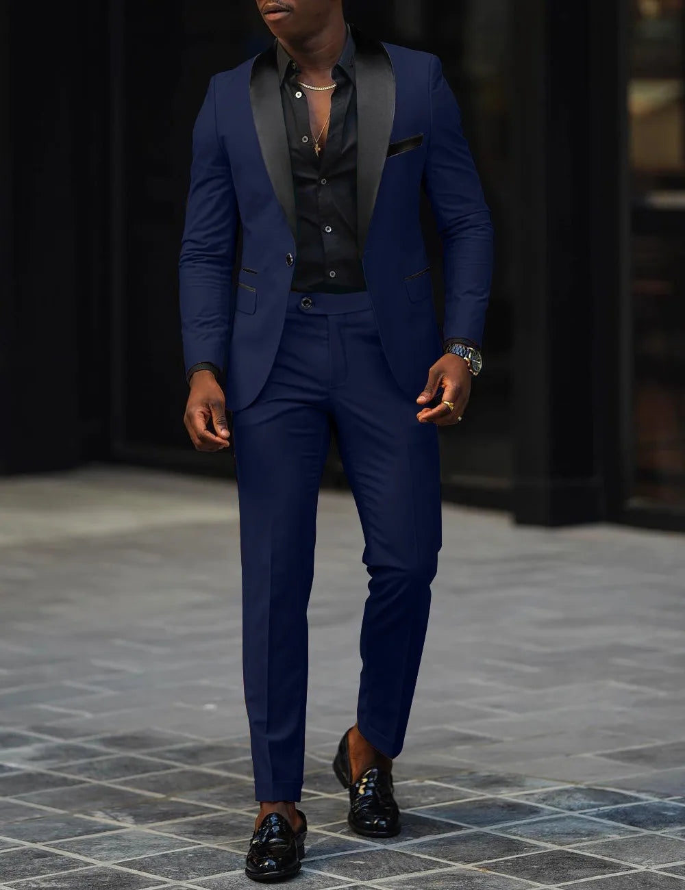 Men's Fashion Business Casual Two-piece, Comfortable and Breathable Slim-fit Side Slit Single-button Suit Jacket+trousers