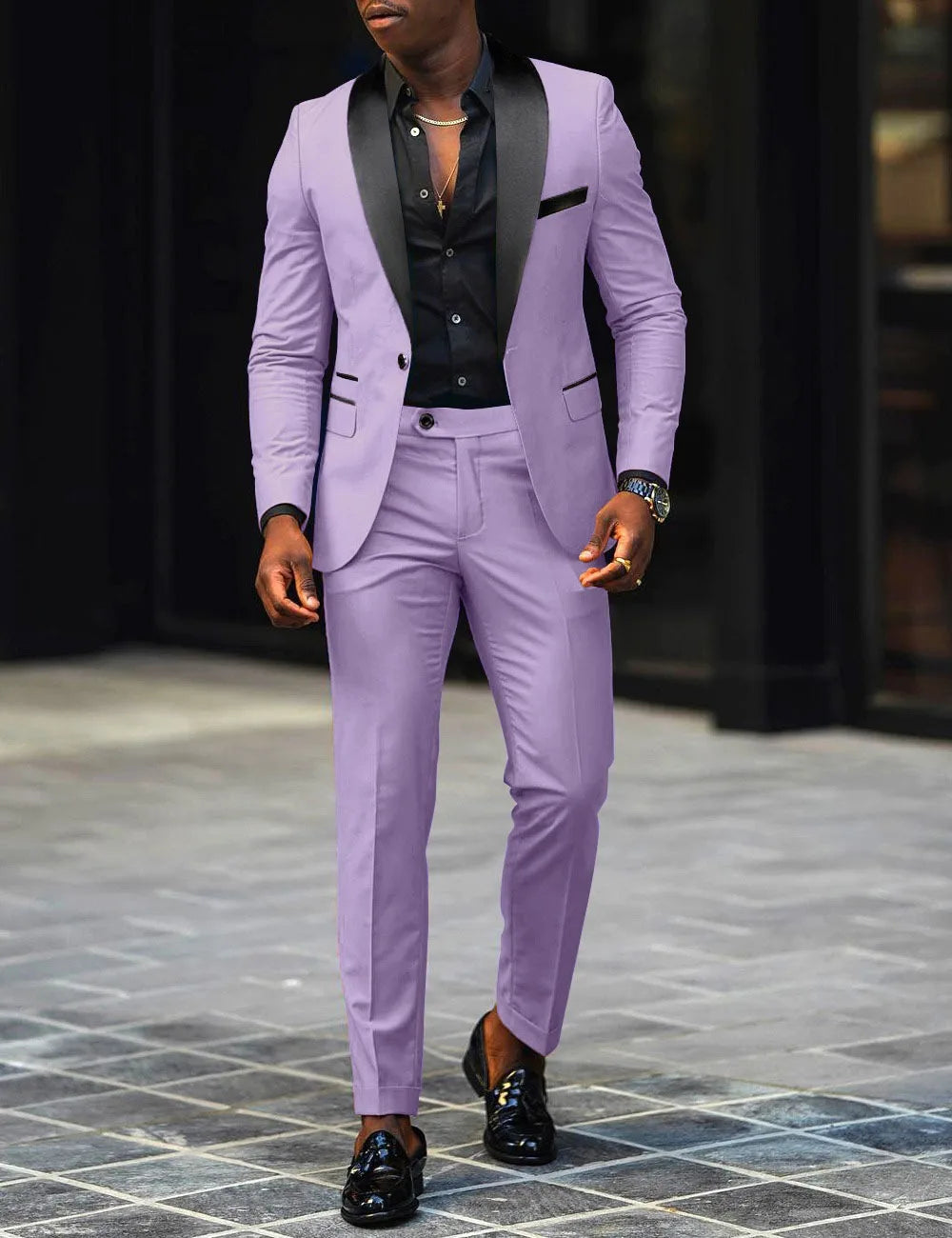Men's Fashion Business Casual Two-piece, Comfortable and Breathable Slim-fit Side Slit Single-button Suit Jacket+trousers