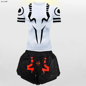 Jujutsu Kaisen Anime Compression T Shirt Suits Men's 2 In 1 Shorts Sport Running Jogging Gym Tracksuit Men Clothing Rashgard MMA