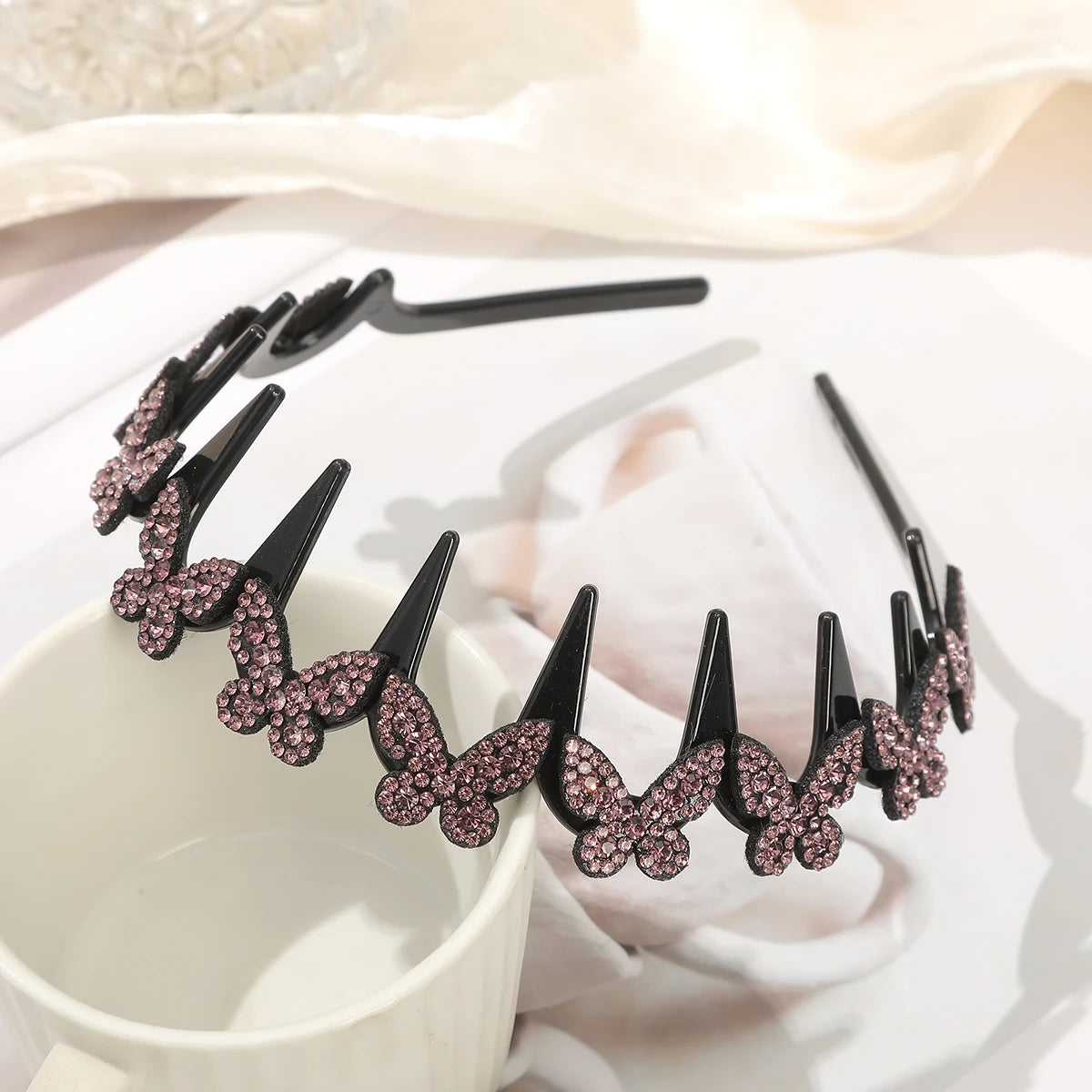 Flower Rhinestone Wave Hairband Headbands Hair Hoops Women  Retro Hair Hoops Face Wash Hairpin Fluffy Texture Toothed Comb
