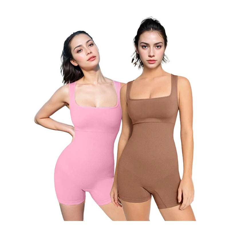 Shorts Bodysuit for Women Tummy Control Shapewear Seamless Butt Lifting Workout Bodycon One Piece Short PINK