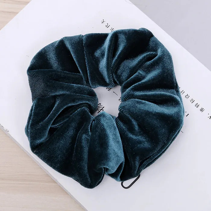 10/6/1pc hair scrunchies headband women ties velvet solid color Black set pack