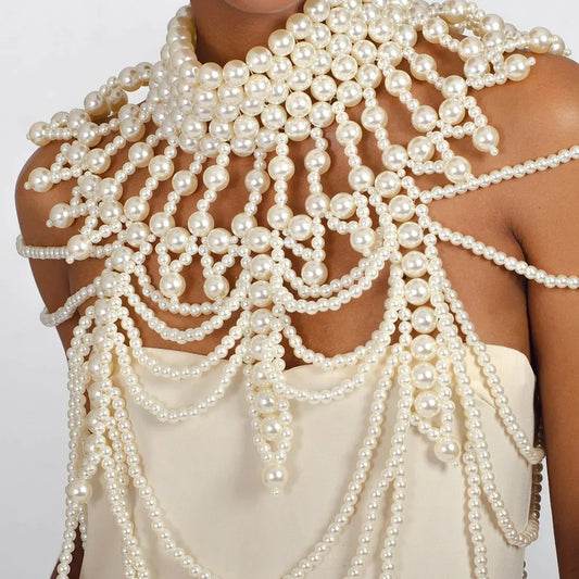Imitation Pearl Shoulder Bra Chain Lingerie  Chest Body Chain  Jewelry