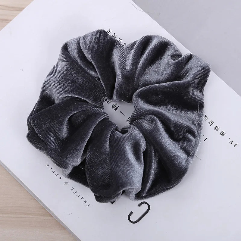 10/6/1pc hair scrunchies headband women ties velvet solid color Black set pack