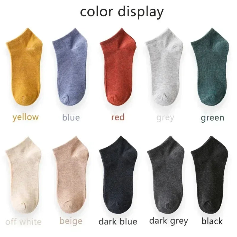 10 Pairs/Lot Men's Breathable Cotton Socks Hot Selling Low Tube Solid Color Comfortable Simple Fashion Gifts Male Ankle Sock