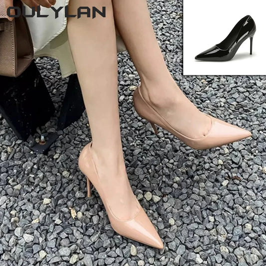 High Heels Sandals  Fashion Pointed Toe Slim Heels  Patent Leather