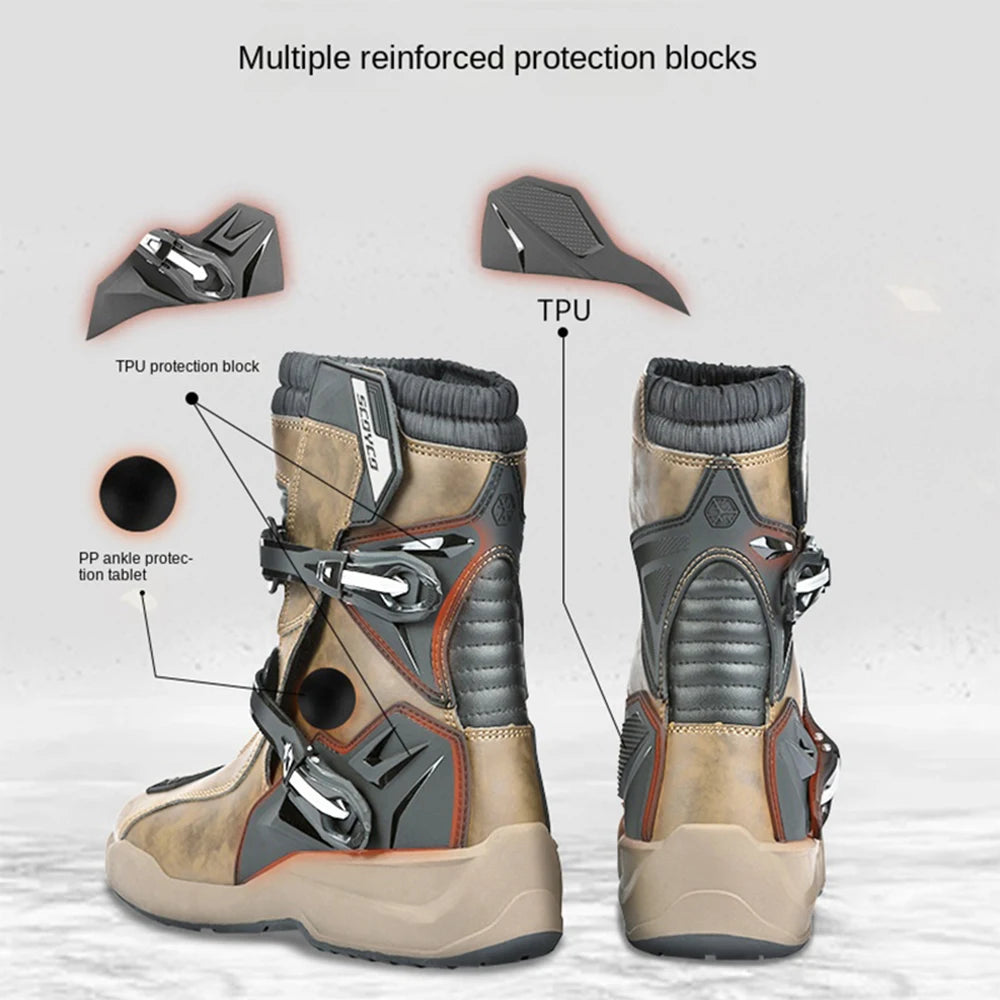 Motorcycle anti-fall riding shoes anti-slip wear-resistant waterproof breathable rally boots protective moto cross-country