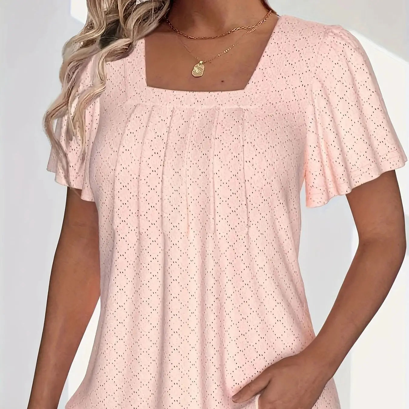 Plus size spring and summer fashionable and elegant hollow tops for women office wear loose ruffle sleeves versatile tops