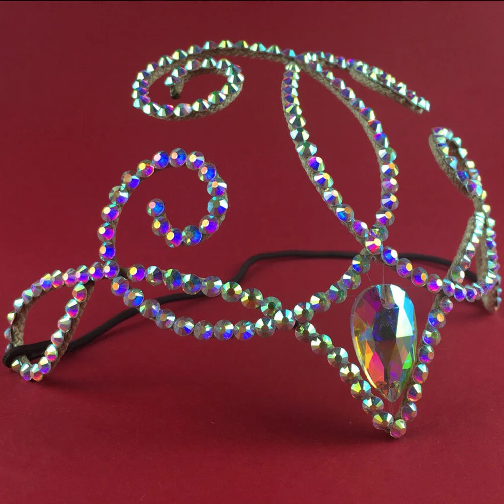 Forehead Chain Headpiece Water Drop Rhinestone Hair Chain Handmade