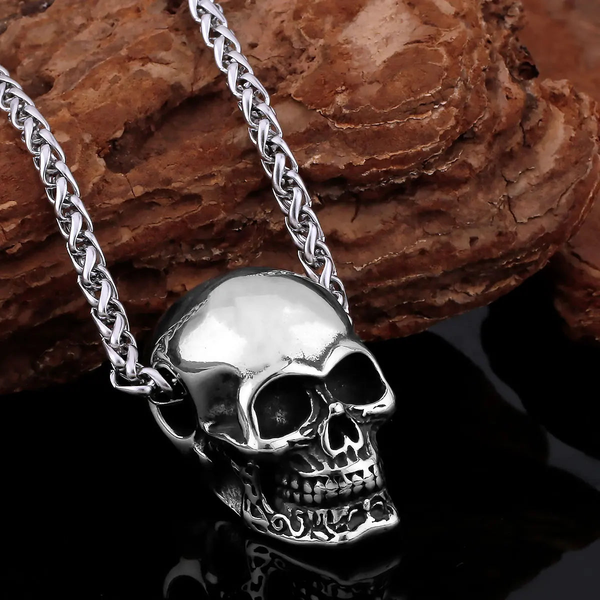 Creative 316L Stainless Steel Ghost Skull Necklace Vintage Viking Men's Neo-Gothic Fashion  Pendant Amulet