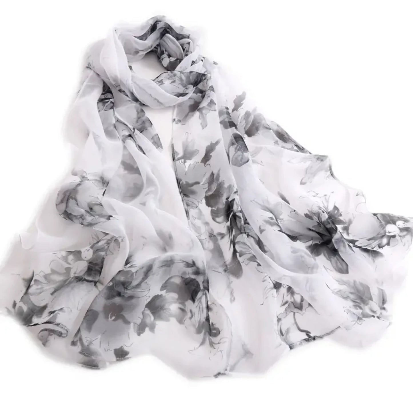 Elegant Peach Blossom Floral Lightweight Women's Shawl Scarf