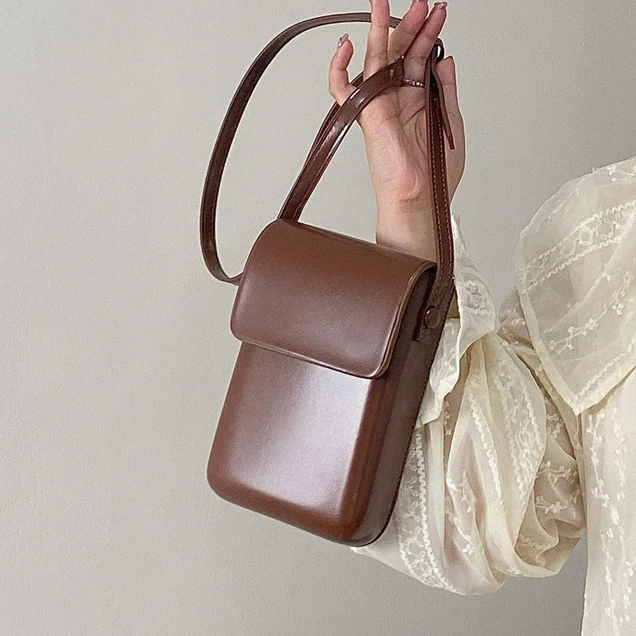 Flap Crossbody Bags Women Mini PU Leather Shoulder Purses and Handbags for Girls Ladies Simple Solid Designer Bag