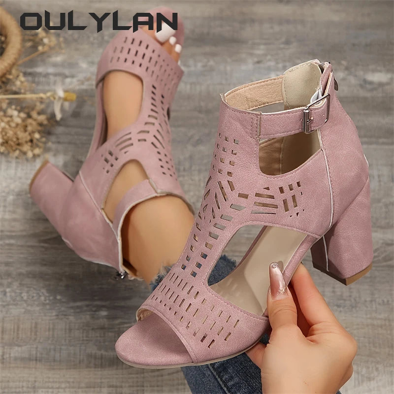 Chunky Heeled Sandals Peep Toe Sandal