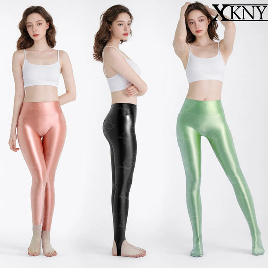 Satin Glossy High Waist Sport Fitness Shiny Yoga Pants