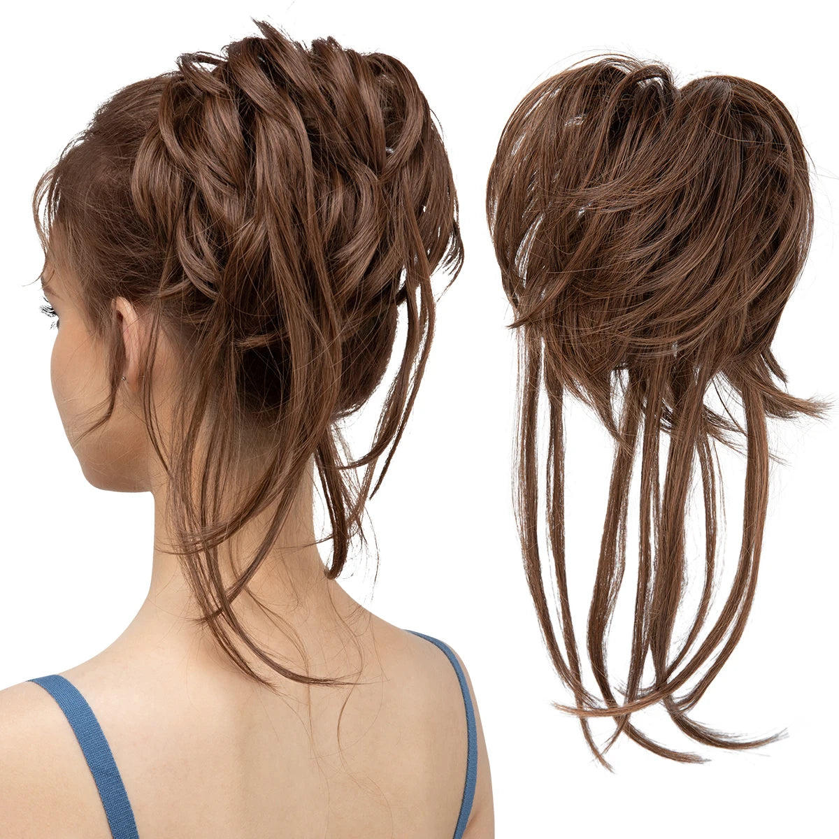 Synthetic Elastic Messy Bun Hairpieces Curly Scrunchie Black Blonde Brown Chignon Band Updo Donut For Women Natural Fake Hair