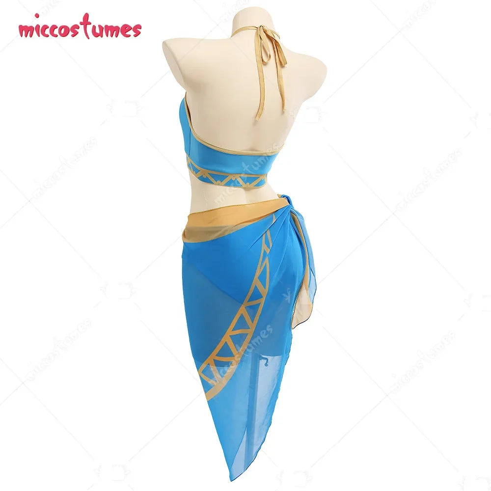 Halter Bikini Split Swimsuit Swimwear with Veil