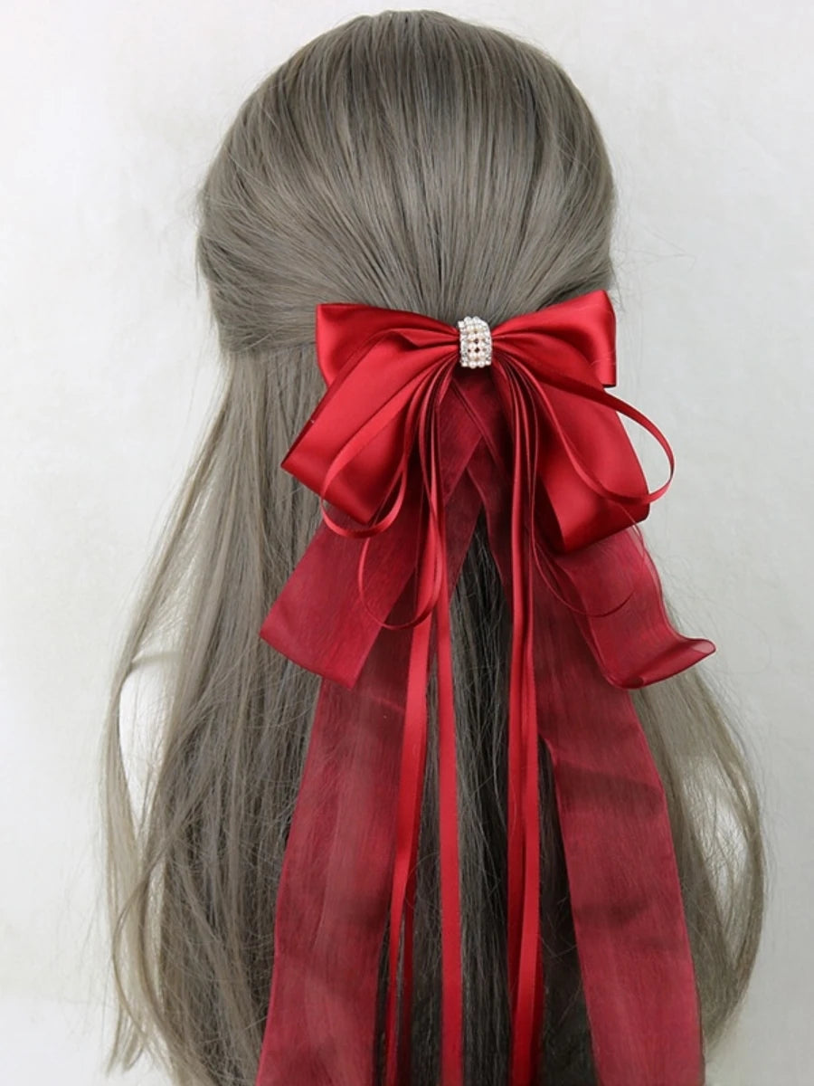 Ribbon Bow Headband With Hairpins Wide Hair Hoop Lace Ruffled Tassels Hair Bands Sweet Hair Accessories