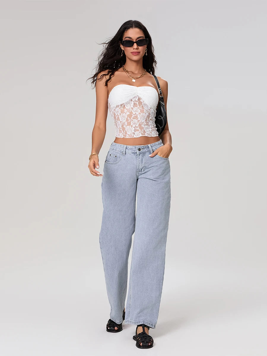 Women s Relaxed Fit Low Rise Denim Jeans with Stylish Pockets and Straight Leg Design for a Trendy Summer Look