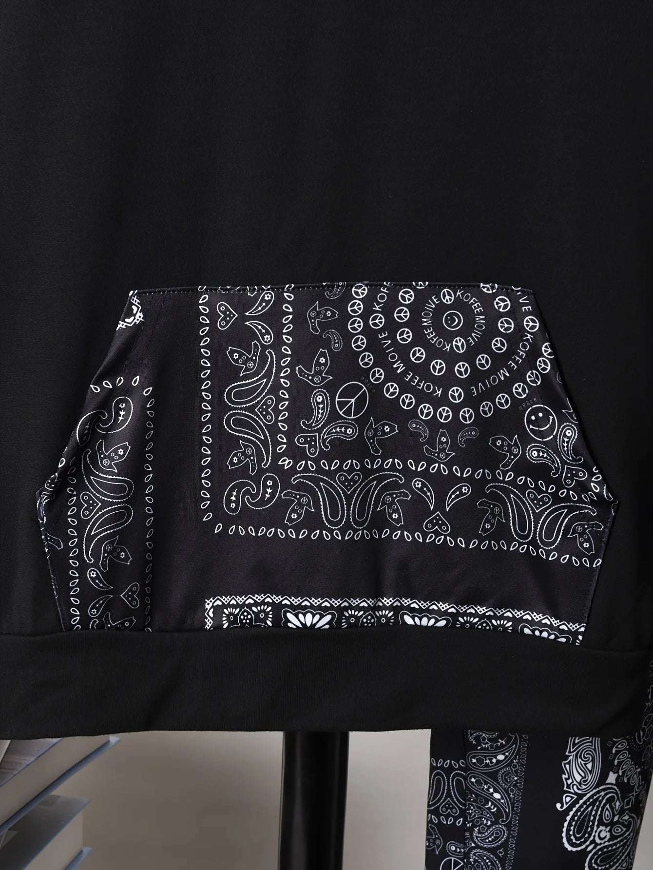 Large Men's 3D Digital Creative Simple Printed Hoodie Set Men's Clothing Thickened and Velvet Hoodie