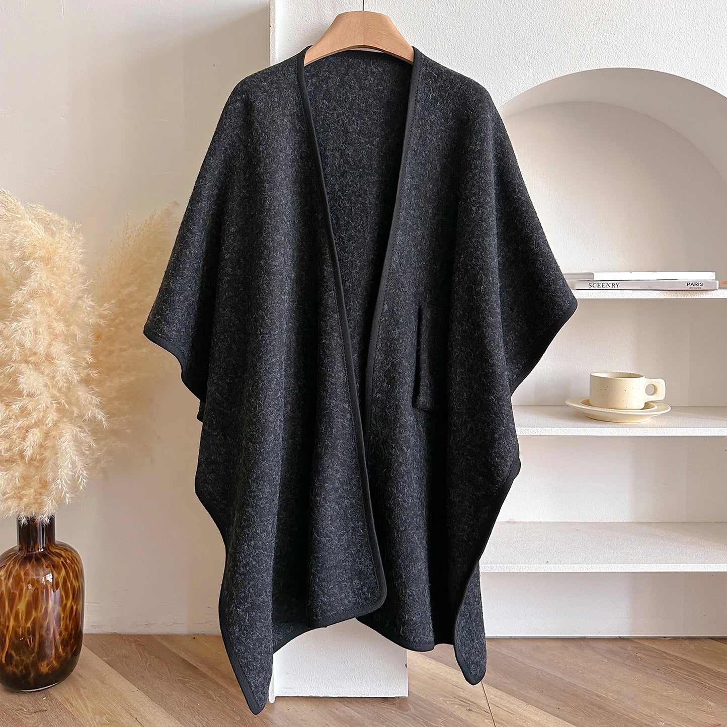 Women's Poncho Winter Warm Shawl Double Sided Designer Thickening Blanket Luxury Scarf Female Cloak Cashmere Pashmina