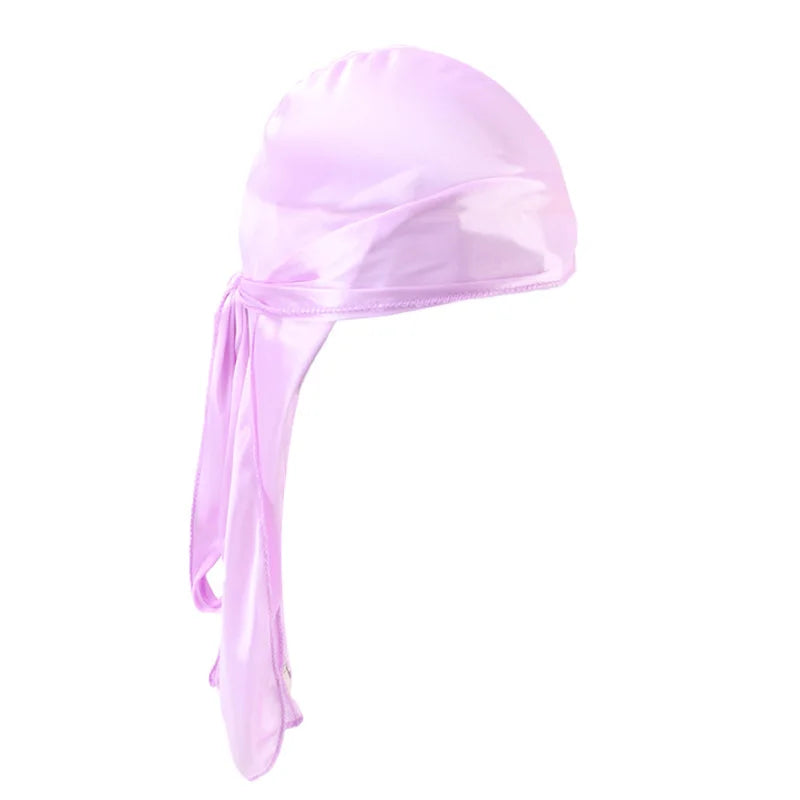 Unisex Silky Long Tail Durag Pirate Hat Turban Fashion Headwraps Cap Bandana Women Men Headwear Caps