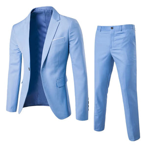 Fashion Jacket + Vest + Trousers Three or Two-piece Set Men's Solid Business Gentleman Casual Fit
