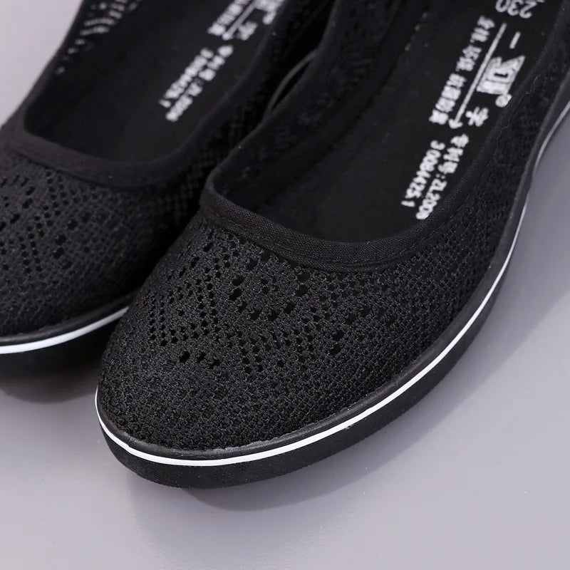 Lace Hollow Breathable Shoes Flat Mid Wedge Heel Women's Summer Beauty Shoes Size 34-41