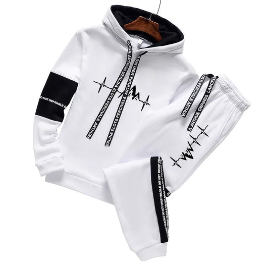 Men's Tracksuit Casual Classic Hooded Sweatshirt Jogging Clothing High Quality Simplicity Versatile Printing Tops Pants Suit